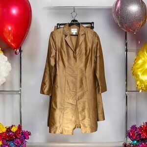 Hugo Buscati Gold Silk Blazer & Pants Set Suit Size 2